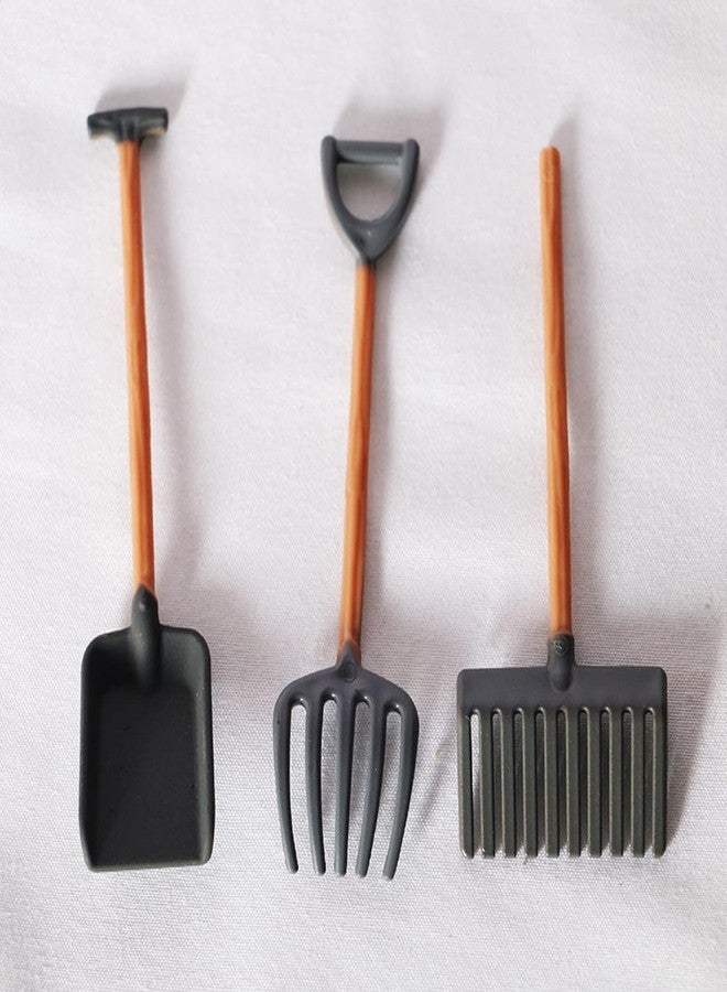 Zhuluck 3Pcs/Set Dollhouse Miniatures, 1/12 Scale Miniature Dollhouse Farm Tool Accessories, Plastic Mini Farm Tool Shovel Rake for Micro-Landscape Scene Lightweight Dollhouse Decor - Image 3